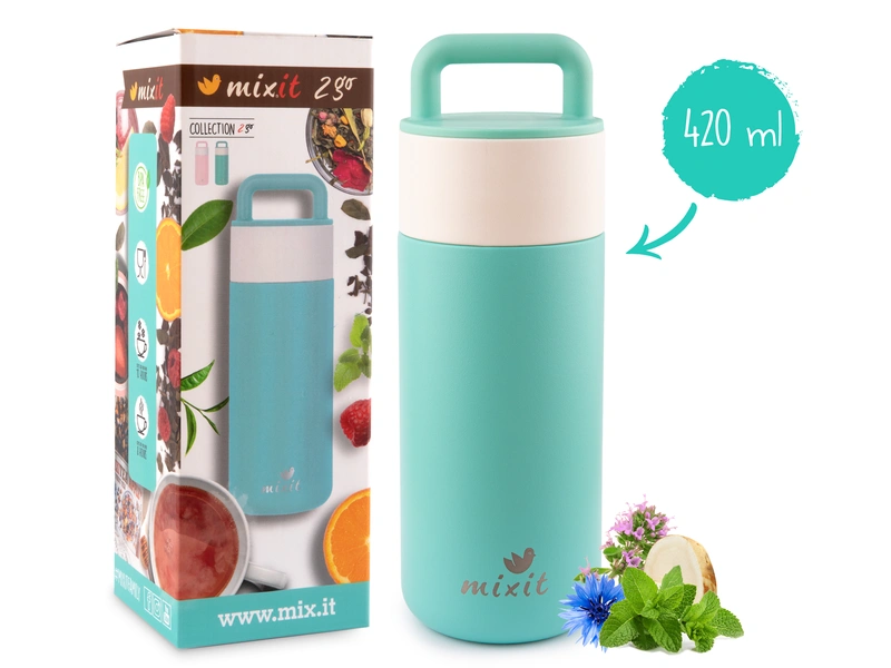 Mixit 2go - Termoska s čajovým sítkem na 420 ml mintová