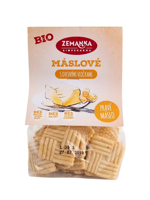 Biopekárna Zemanka Máslové bio sušenky s ovesnými vločkami 100g