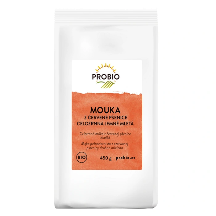 PROBIO Mouka z červené pšenice celozrnná jemně mletá 450g BIO