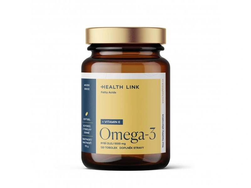 Health Link Omega-3 rybí olej 1000 mg s vitaminem E tobolky 120 ks