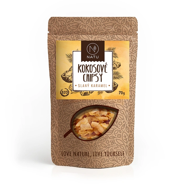 NATU Kokosové chipsy slaný karamel 70g BIO