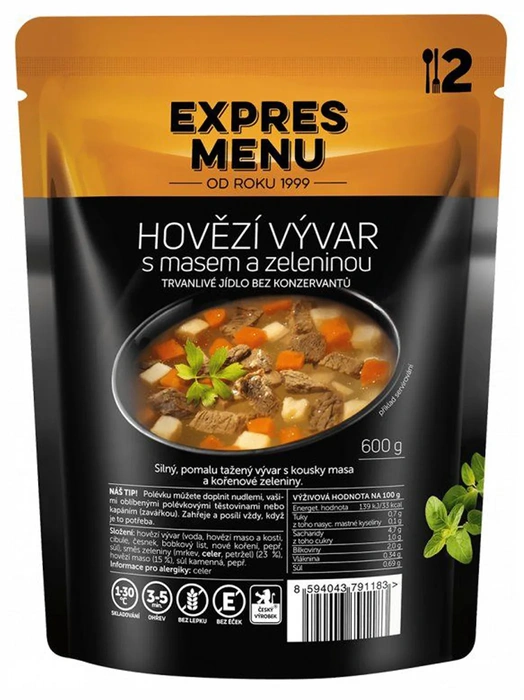 Expres Menu Hovězí vývar s masem a zeleninou 600g (2 porce)