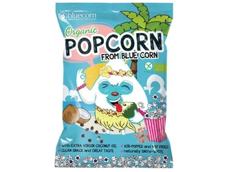 Bluecorn Popcorn z modré kukuřice bezlepkový s himalájskou solí a extra panenským kokosovým olejem 20 g BIO