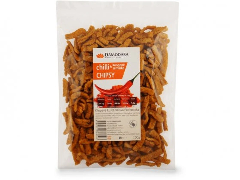 Damodara Chilli chipsy s konopným semínkem 100g