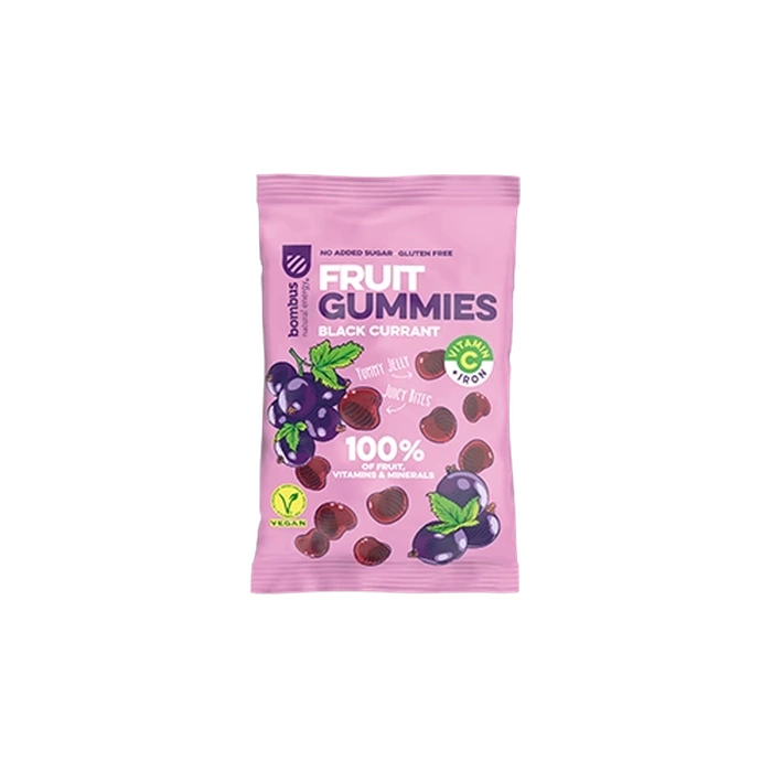 Bombus Fruit Gummies Black currant + Vitamin C černý rybíz želatinové bonbony 35 g