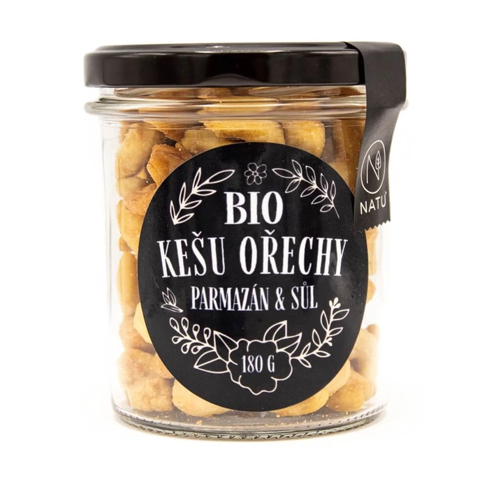 NATU Kešu ořechy s parmezánem a Fleur de sel 180 g BIO