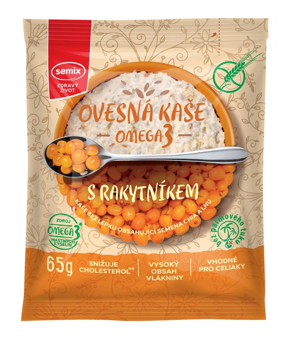 Semix Ovesná kaše omega 3 s rakytníkem bez lepku 65 g