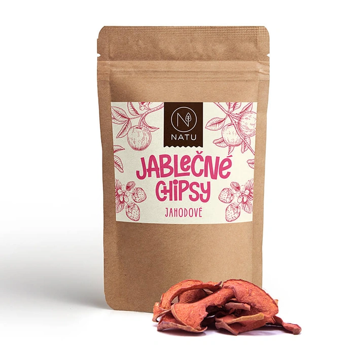 NATU Jablečné chipsy jahodové 45 g