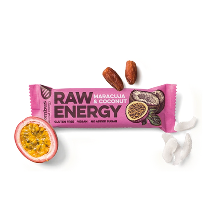 Bombus Raw Energy tyčinka maracuja a kokos 50g