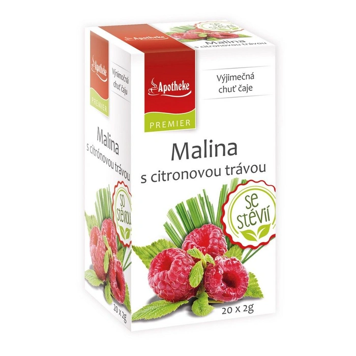 Apotheke Premier Čaj Malina s citronovou trávou a stévií 20 x 2 g