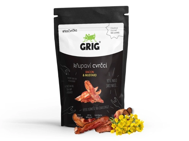 Grig Sušení cvrčci s příchutí slanina a hořčice 20 g