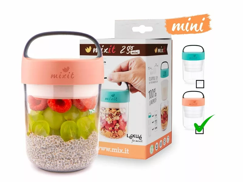 Mixit 2go mini – svačinový box 400 ml (lososový)